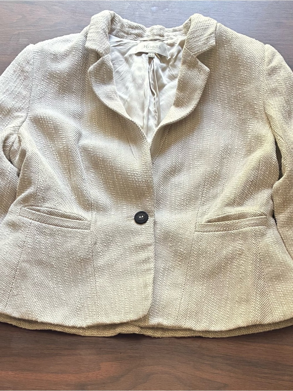 Hobbs London Cream Textured Women's Blazer Jacket